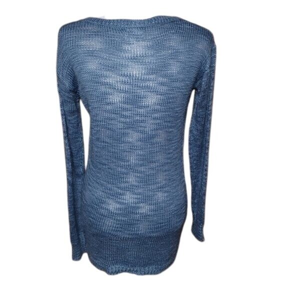 Sun & Shadow Women’s Small Dusty Blue Oversized Sweater Boho Coastal Chic - Picture 4 of 6